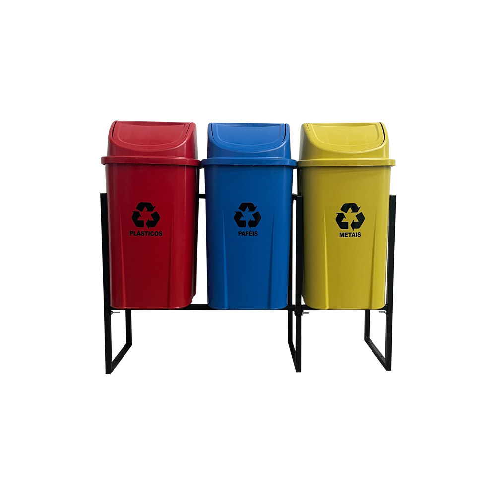 3 Lixeiras Coleta Seletiva 60L