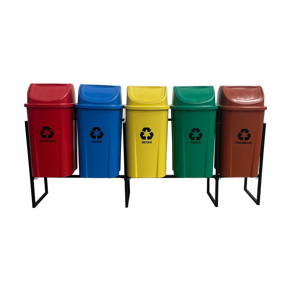 5 Lixeiras Coleta Seletiva 60L